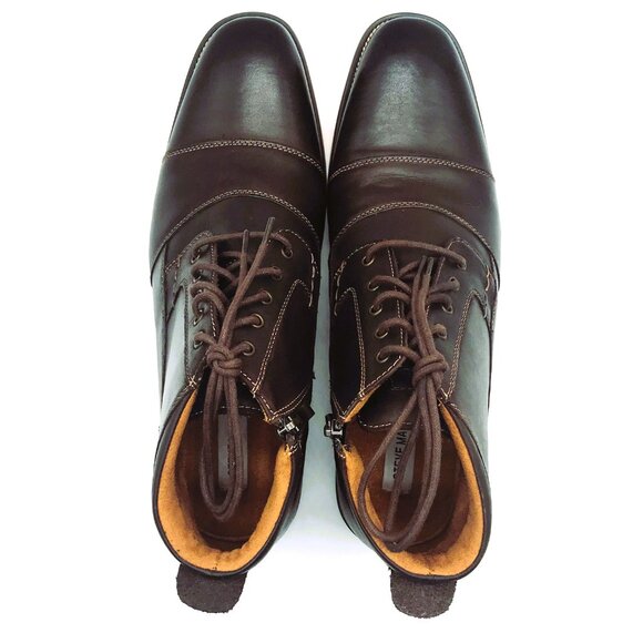 Steve Madden Jabbar Dk Brown Leather Boots, Cap Toe & Side Zip Men\'s Size 11 EUC main image 7